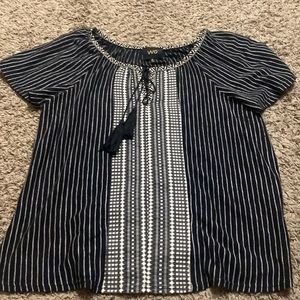 black striped shirt with tassels